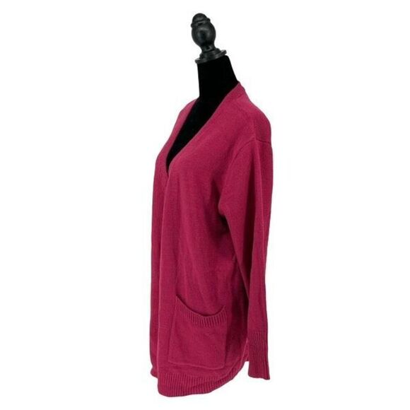 Listicle Womens Knit Open Front Long Sleeve Tunic Cardigan Magenta Medium NWT - Picture 3 of 8